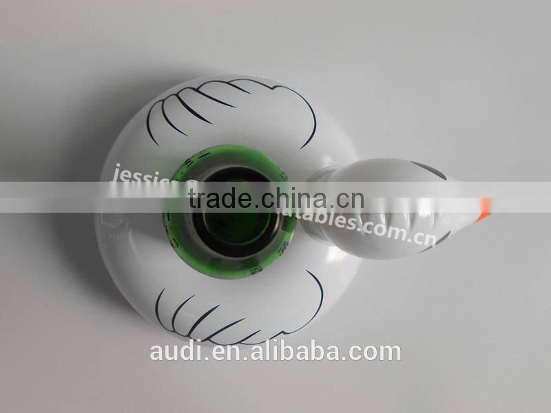 Plastic inflatable floating swan cup holders