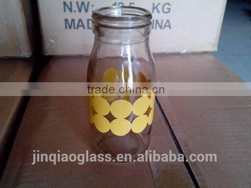 hot stamping 210ml milk glass bottle with lid