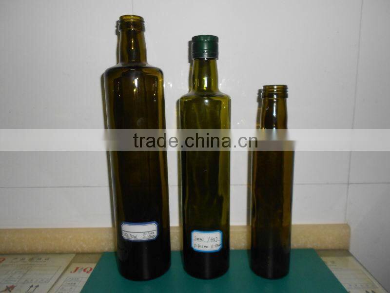 dark green square glass olive oil bottle 250ml, 500ml, 750ml and 1000ml