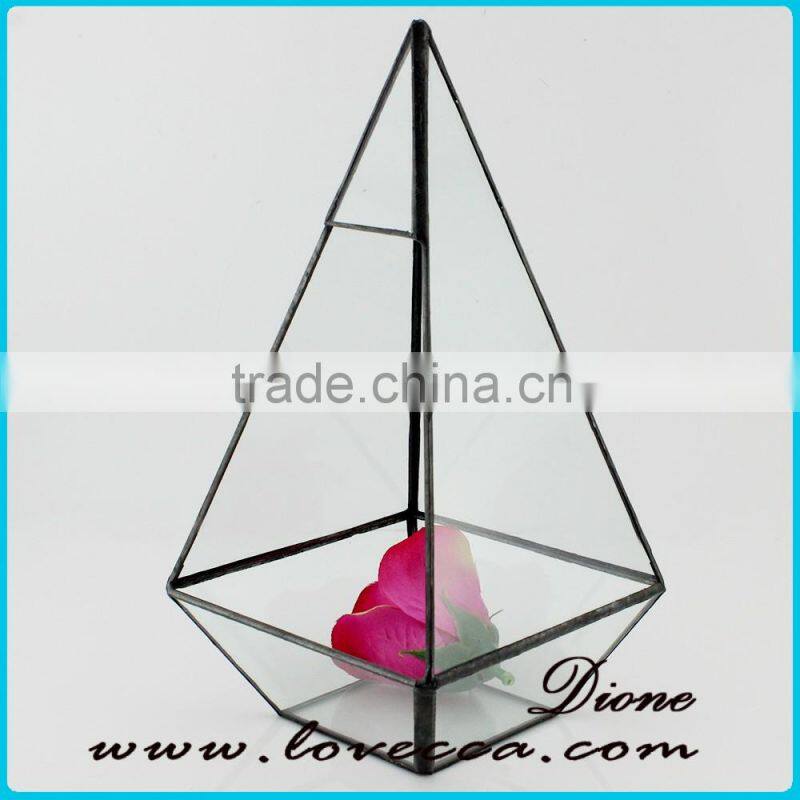 Hot selling wholesale indoor plant rose gold glass terrarium geometric