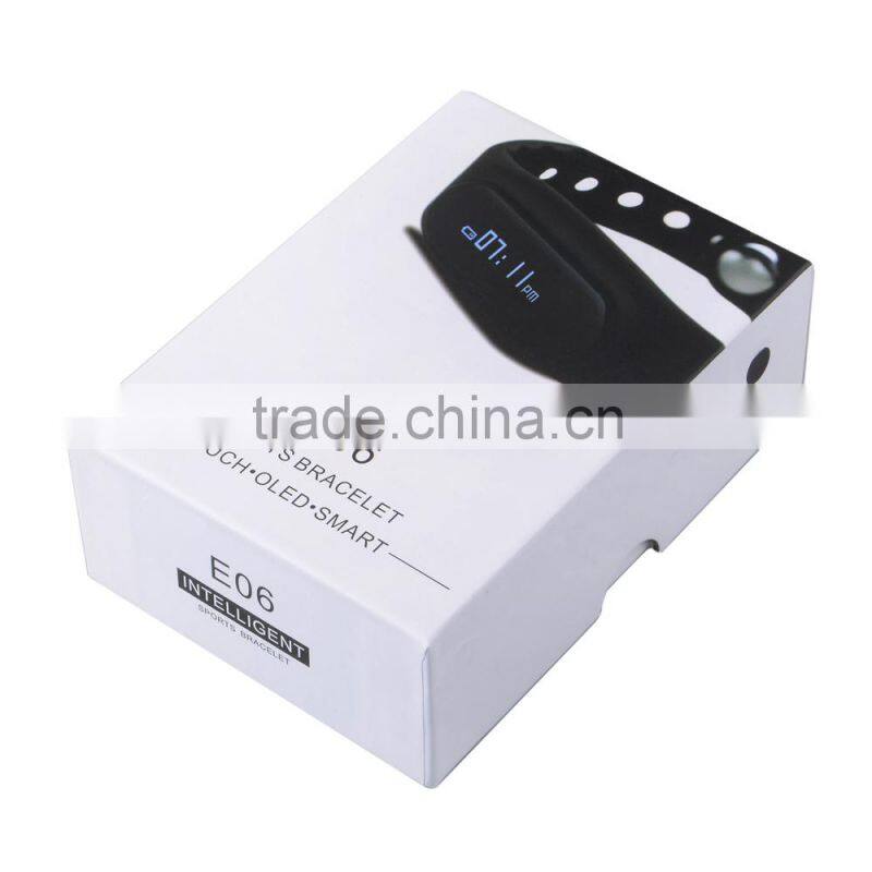 touch screen vibrating IP57 waterproof bluetooth E06 smart bracelet