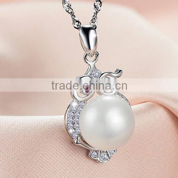 Yiwu 2016 Owl Pendant Pearl Necklace Design