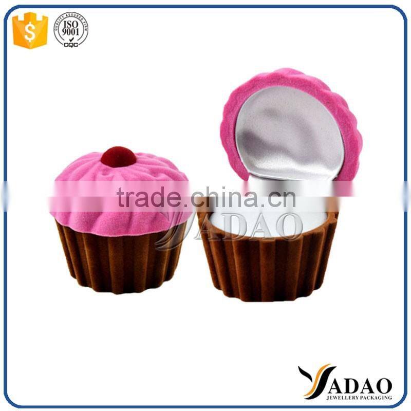 pink cute cake velvet gift box for jewelry packaging box