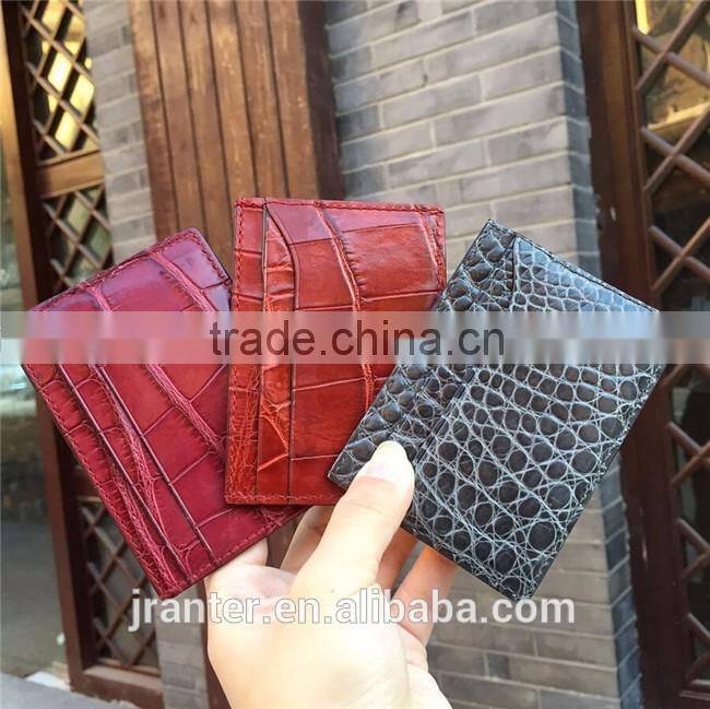 Simple design leather bank card holder customize crocodile card holder