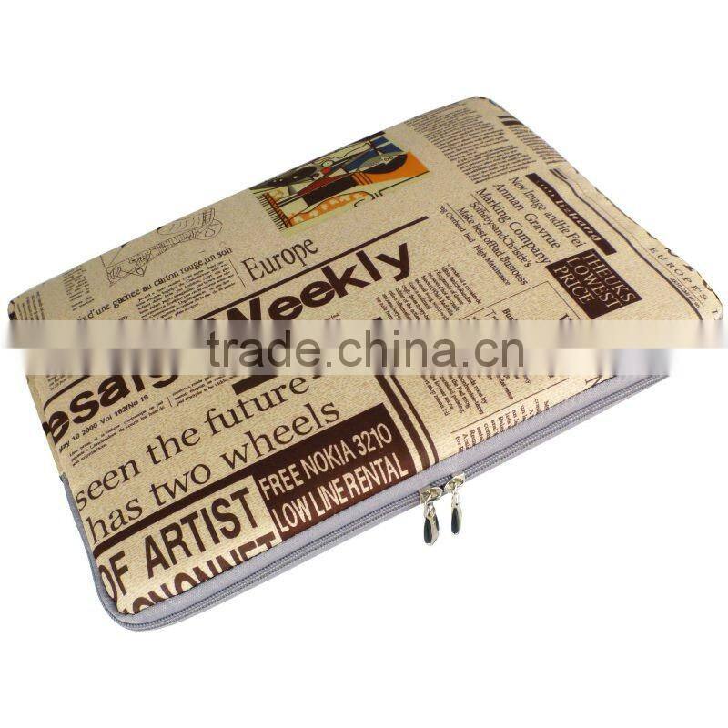 13 inch Newspaper Pattern Notebook Laptop Sleeve Bag Carrying Pouch Case for most of Apple Macbook, Acer, ASUS, Dell, HP, Sony