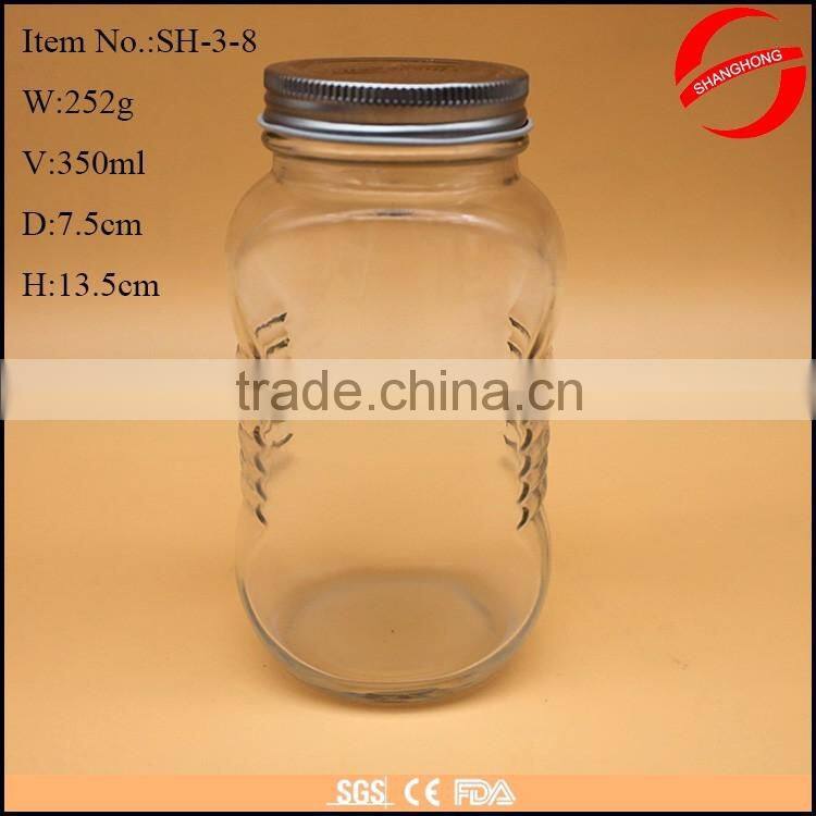 350ml glass honey jar with metal screw cap