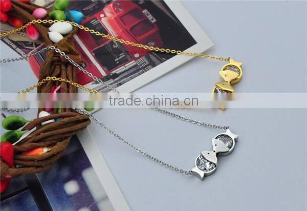 gold and silver fashion pendant fancy fish withe zirconia necklace for gift