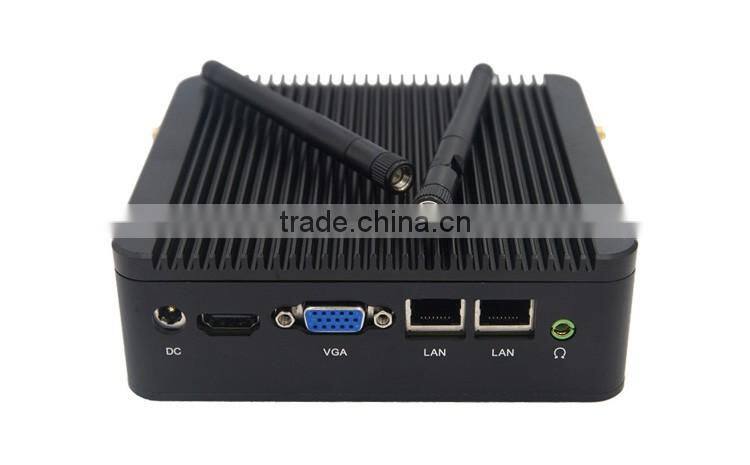 2 Ethernet Mini PC Fanless Baytrial J1900 CPU Quad Core 4GB Ram 32GB SSD HD Graphics Dual Lan Aluminum PC Case