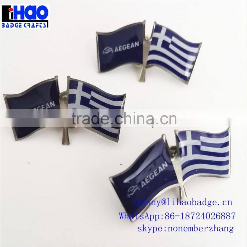 pin badge high ranking round screw attchment army badge engraved letters logo in the center lapel pin