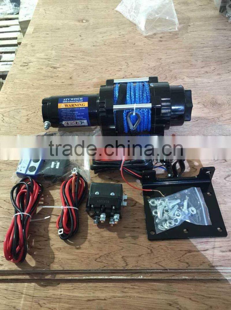 ATV winch -Mini 12v electric winch -4000lbs synthetic rope winch