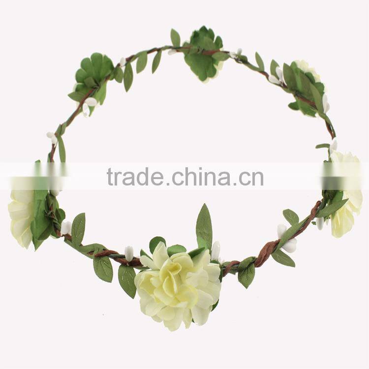 Fashion chrysanthemum hairband ,bohemian style flower tiara/crown wedding headband for bridal