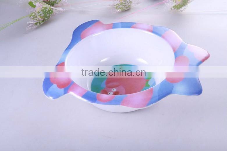 high quality melamine round plate with cartoon printed for kids