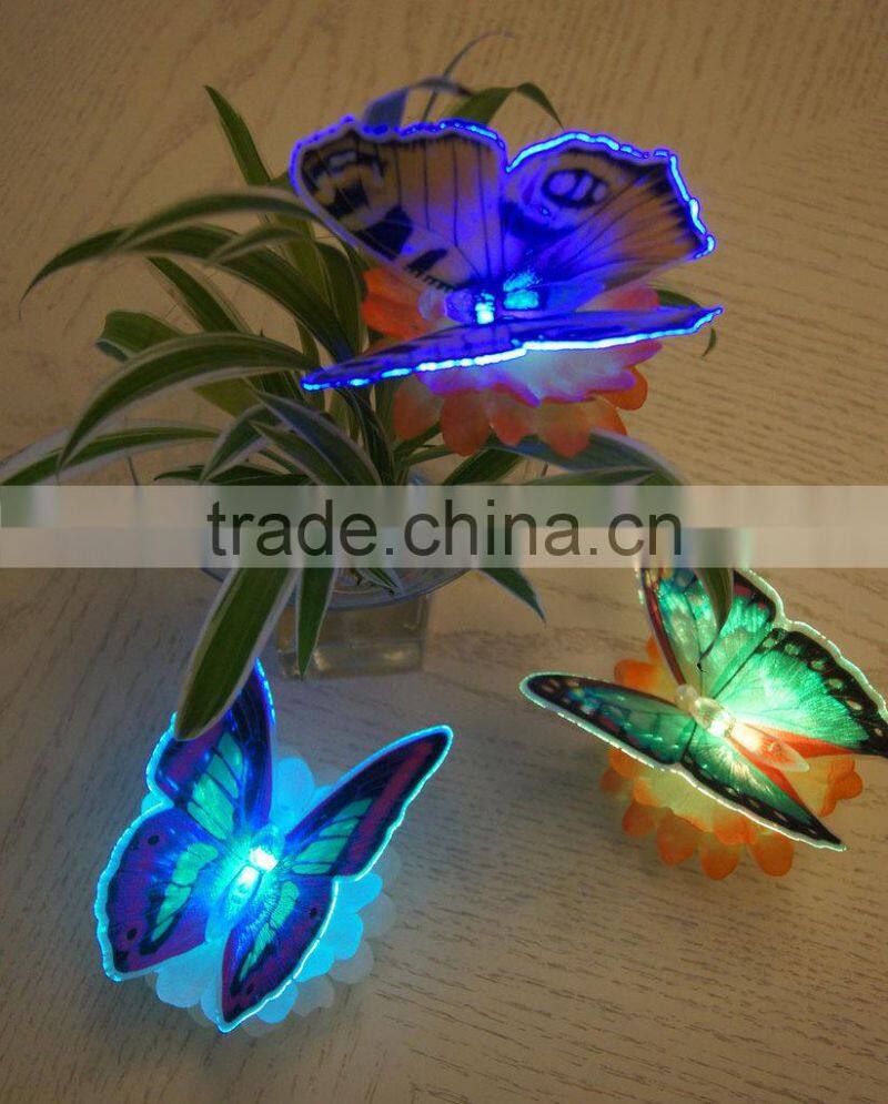 LED fiber optic butterfly Chrismas butterfly LED butterfly Flashing Multi-Color Changing Fiber Optic LED Butterfly