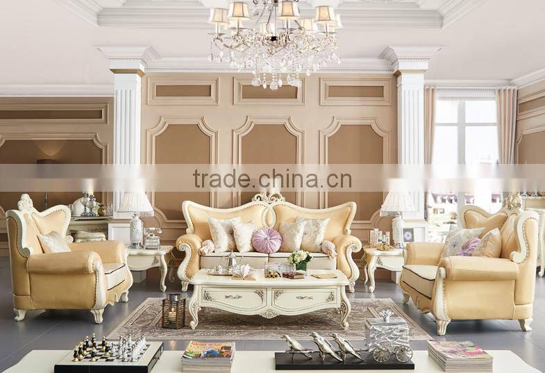 Concise peachblossom carving leather sofa set