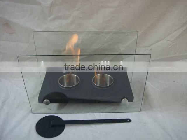 portable alcohol fireplace with crushed glass ,tempered glass screen fireplace