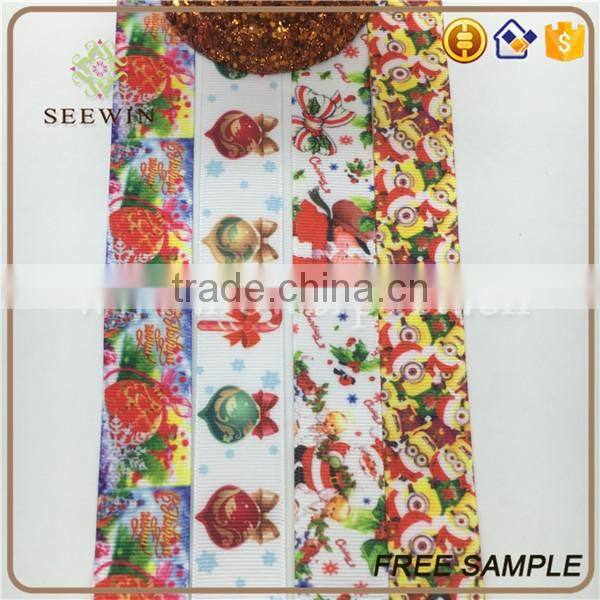 wired printed christmas gift ribbon