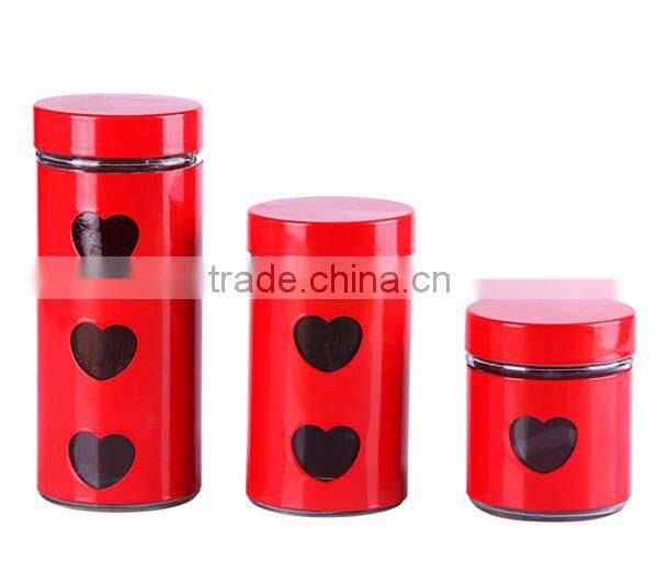 3pcs glass jars wholesale with handle