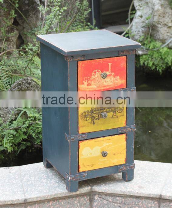 Competitive price antique bedstand, blue wooden bedstand