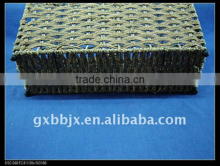 Nature seagrass woven book storage holder with handle