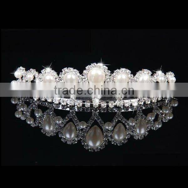 Covered rhinestone pearl pageant crowns and tiaras hair Jewelry