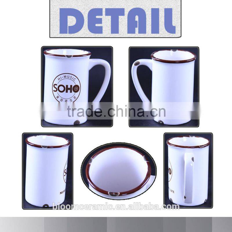 Handmade white ceramic beer mug for tableware