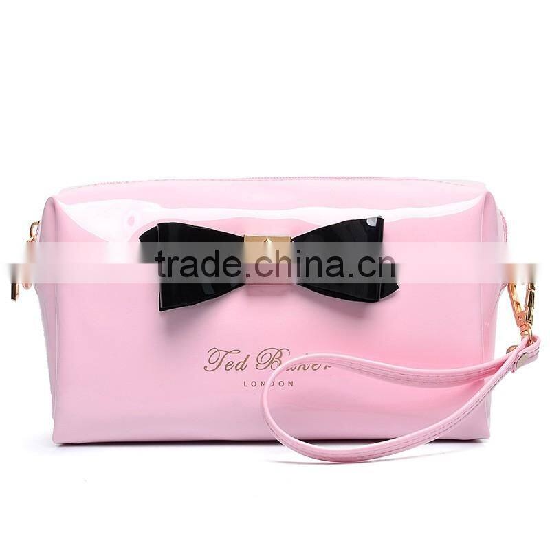 Lovely princess pink carry makeup bags PU cosmetic bag toiletry bag