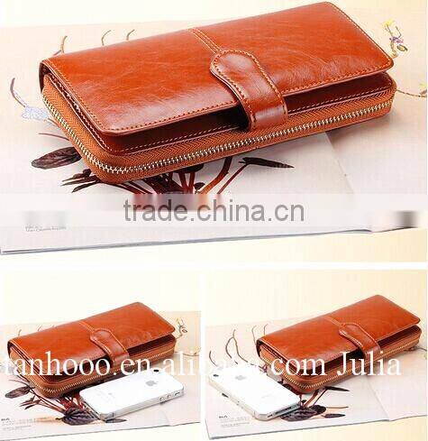 Women leather wallet/zipper ticket wallet/long purse
