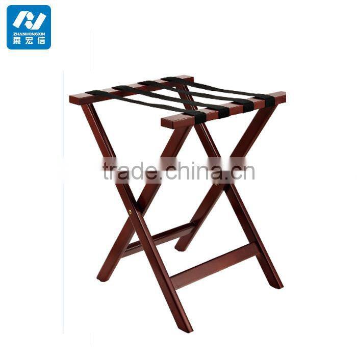 Solid Wood Hotel Room Luggage Rack with Back