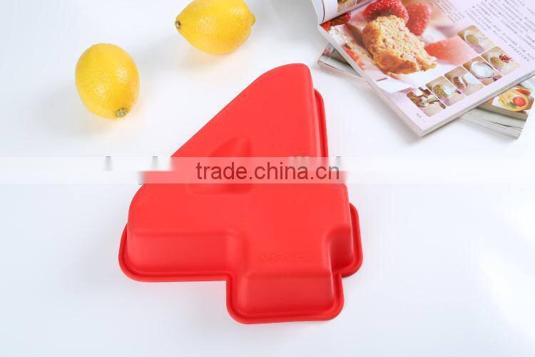 Number four shape mold DIY cookie mold silicone molds for microwave cake