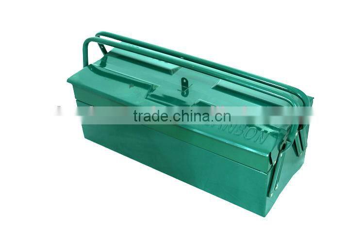 Double layers portable tool box with metal handle
