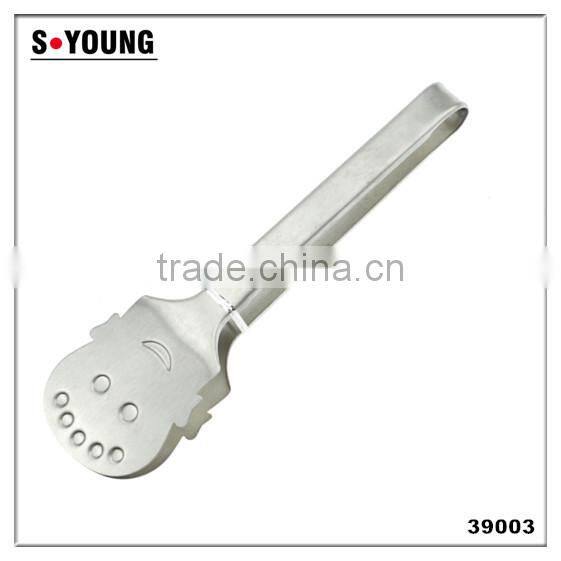 39003 Smile Face Stainless Steel Kitchen Tongs BBQ Grill Food salad Tongs Ice Tongs