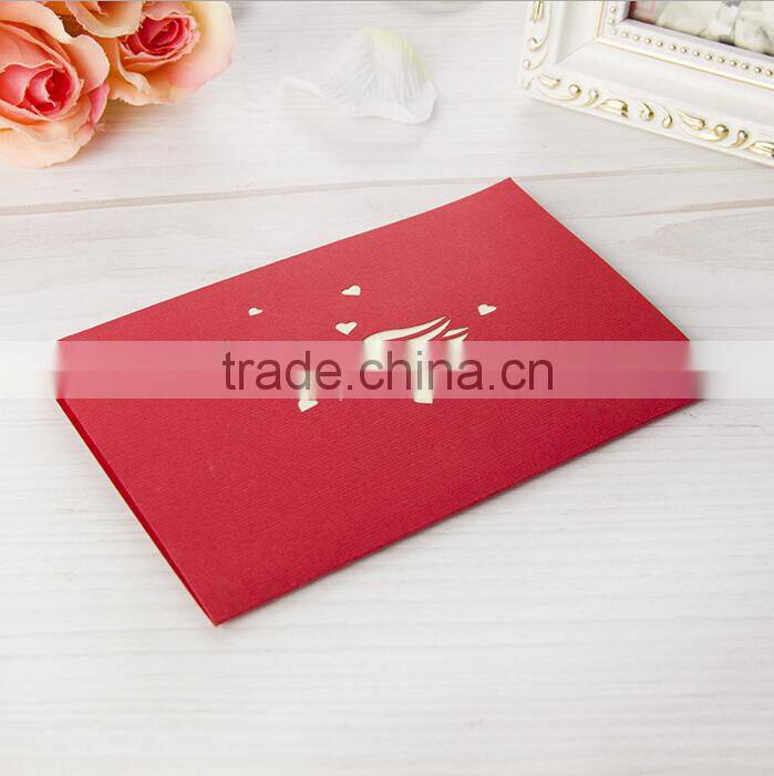 High Quality Paper Material Happy Wedding Day Card, Greeting Card,Valentine Day Card 3D Paper Handmade Folding Greeting Cards