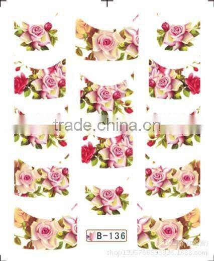 French half watermark fiower painting nails stick ,DIY Fashion Nail art