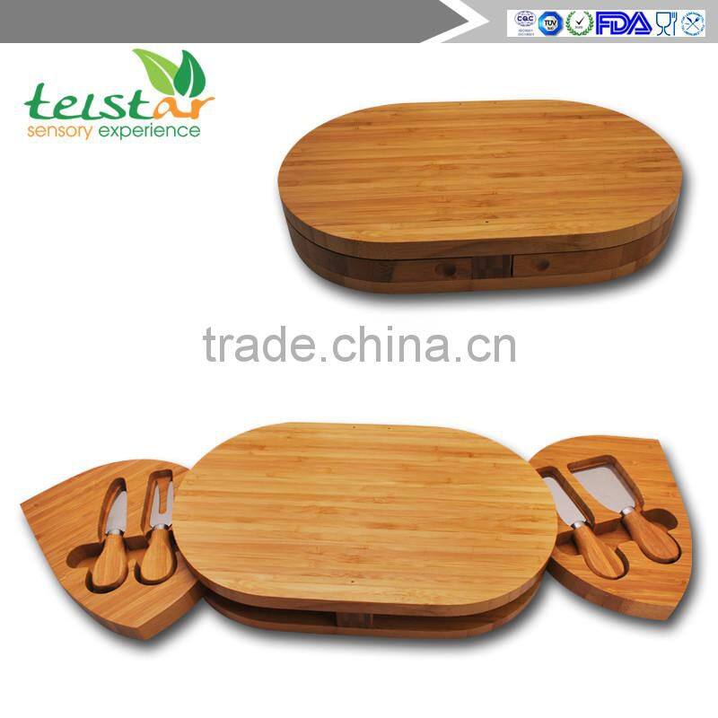 Manufacturers selling 100% of the natural bamboo cheese board and sliding out type and cutlery drawer