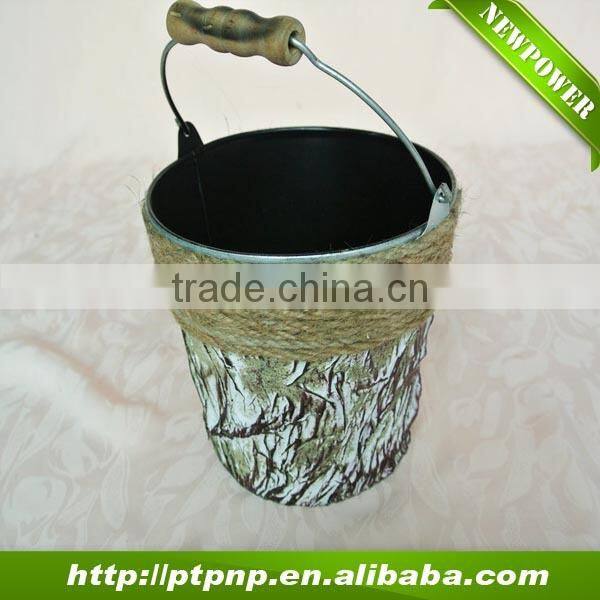 Tree design iron home and garden flower pot with handle