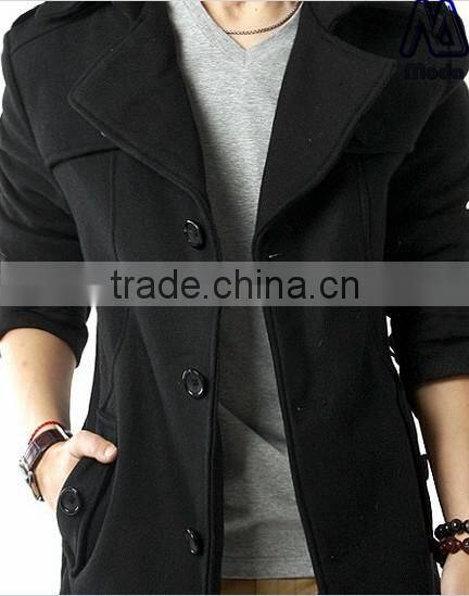 newest style men's woollen coat wool polyester fabric