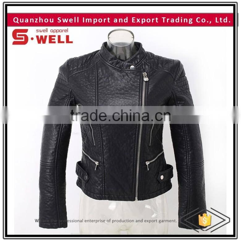 2016 wholesale custom cheap motorcycle woman pu jacket