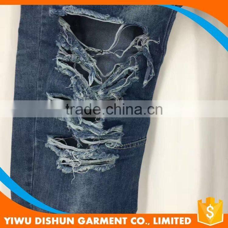 Men hot selling brand biker distressed jeans pants