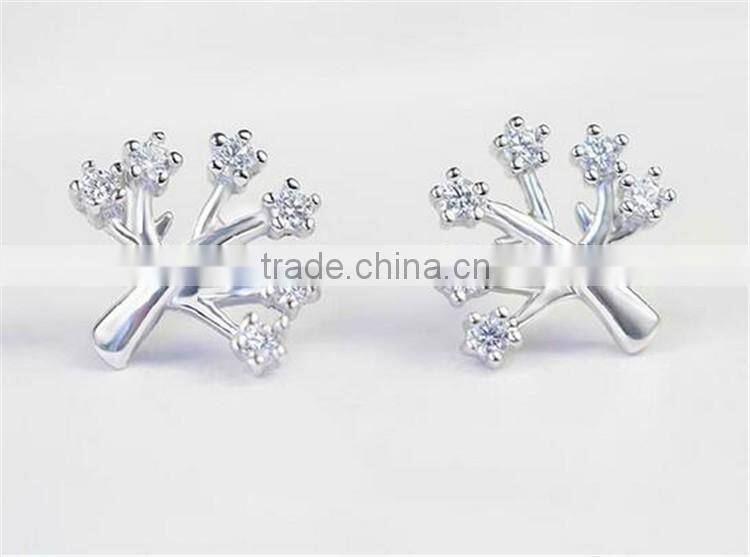 Fashion 925 Sterling Silver CZ Classical Shaped Earrings