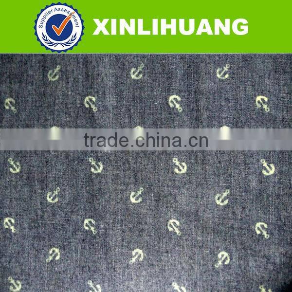 2016 cheap flower cotton printed denim fabric wholesale from China Supplier