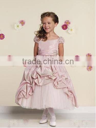 taffeta short cap sleeve girl dress