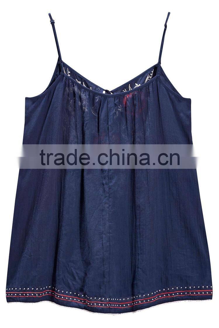 2015 new fashion summer floral embroidered cami crop top vest