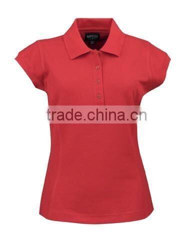 High Quality 100% Pique Cotton Plain Ladies Polo Shirt Cap Sleeve Polo Shirt Blank Slim Fit Womens Polo T-Shirt