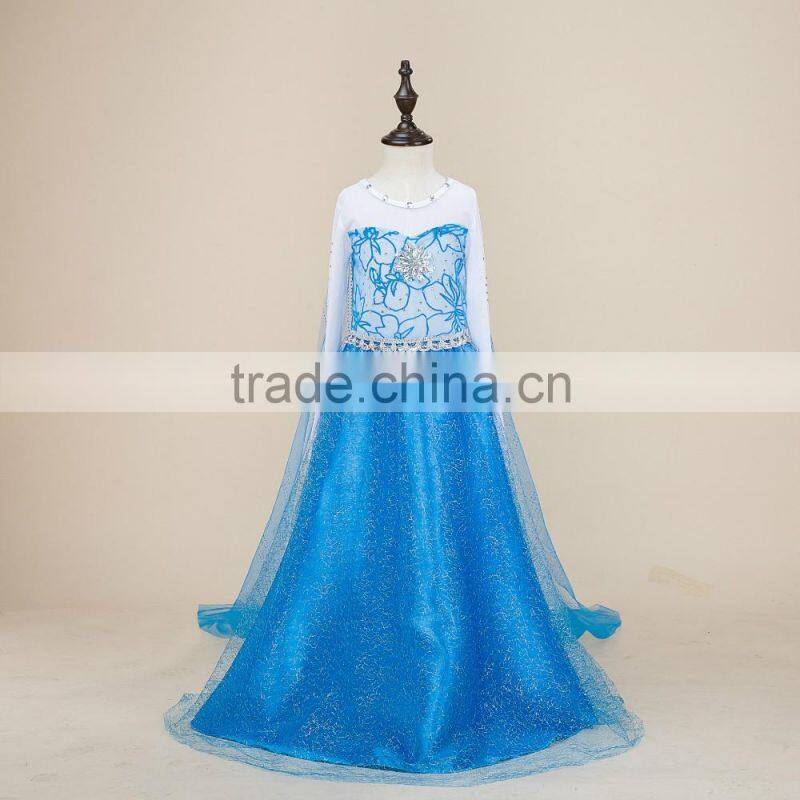 2016 wholesale girl frock design pretty costume frozen elsa princess dress