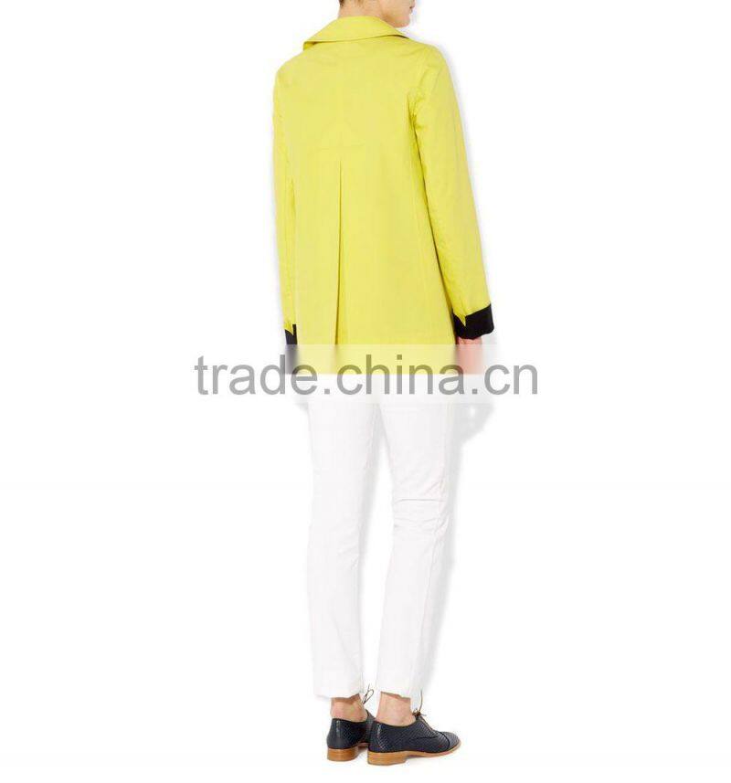 Wholesale Double Breast Lady Korean Yellow Winter warm Overcoat Jacket