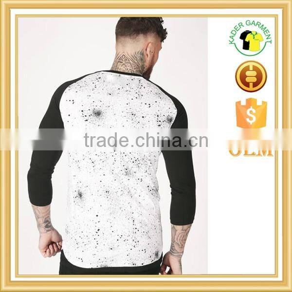 new design printing t shirt 3/4 raglan sleeves t-shirts oem clothing men