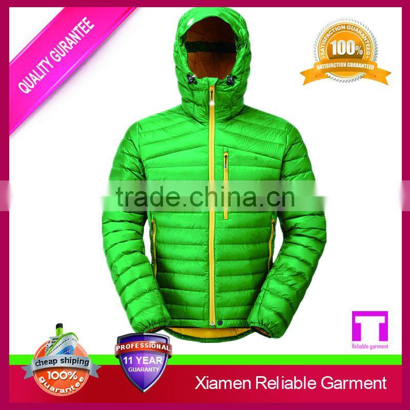 Green colour cycling rain thin down jacket