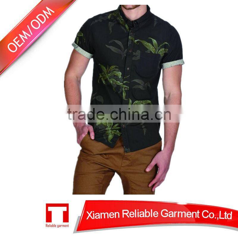 Fashion design cotton short sleeve shirt custom sublimation shirt