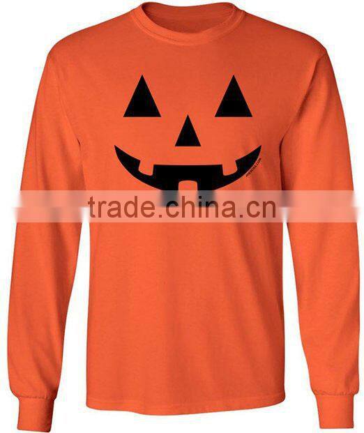 High quality orange and black 100% polyester custom Halloween printing t shirt and hoodies