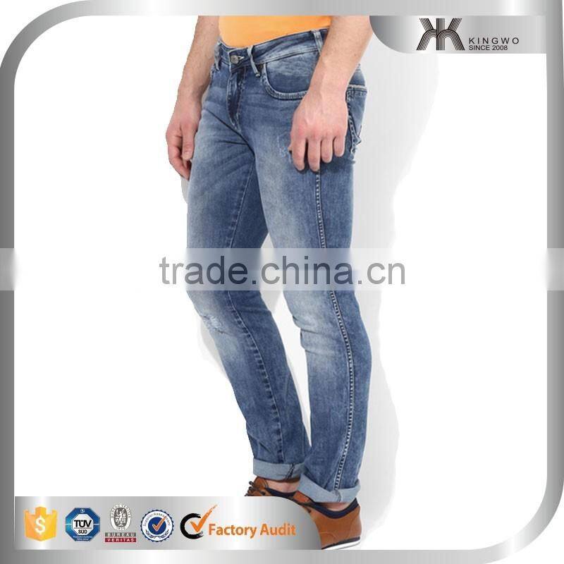 Men Latest Design Denim Fabric Denim Jean Distressed Jeans Pants